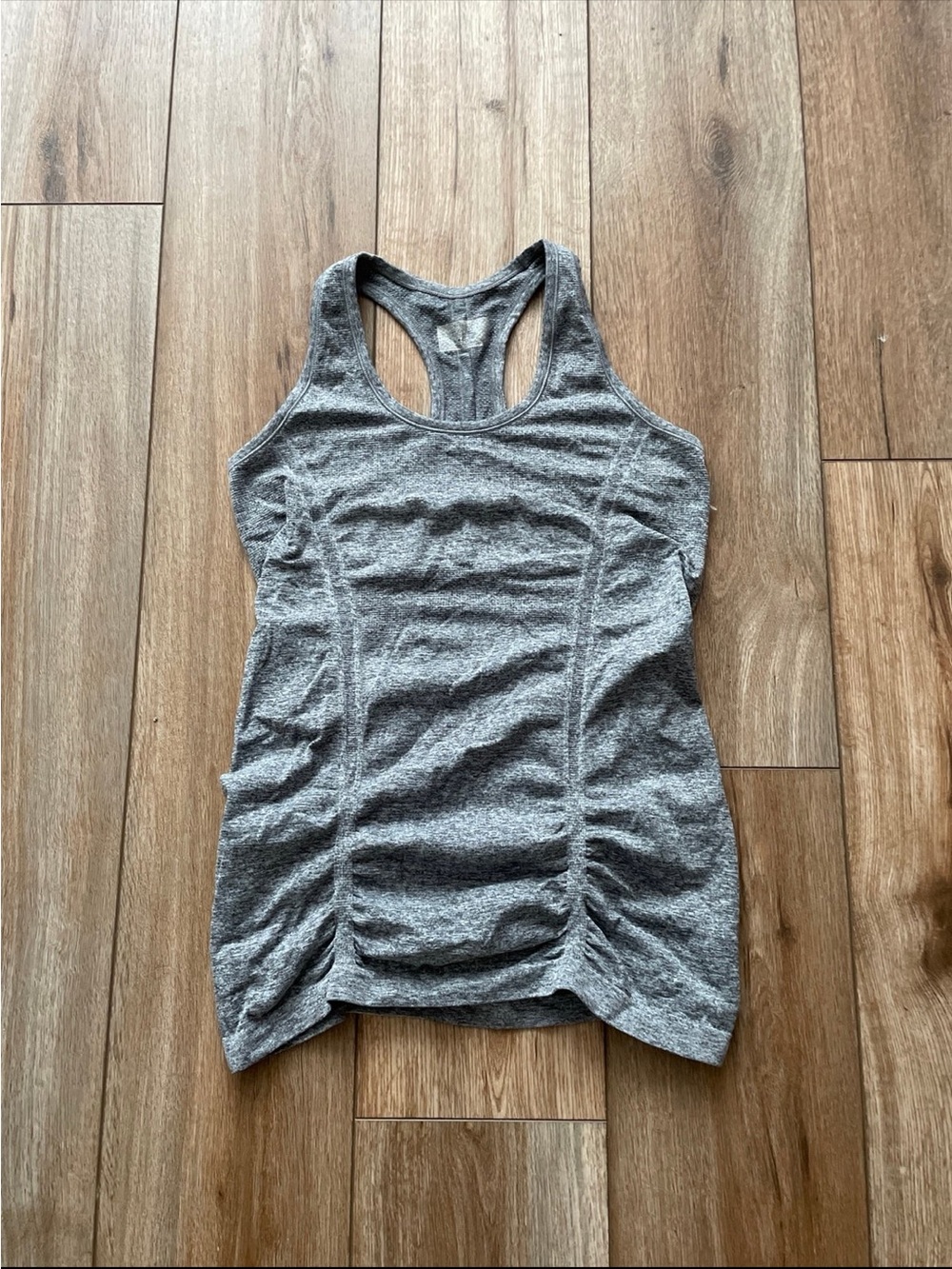 Women’s Athleta Gray Racerback Ruched Tank Top